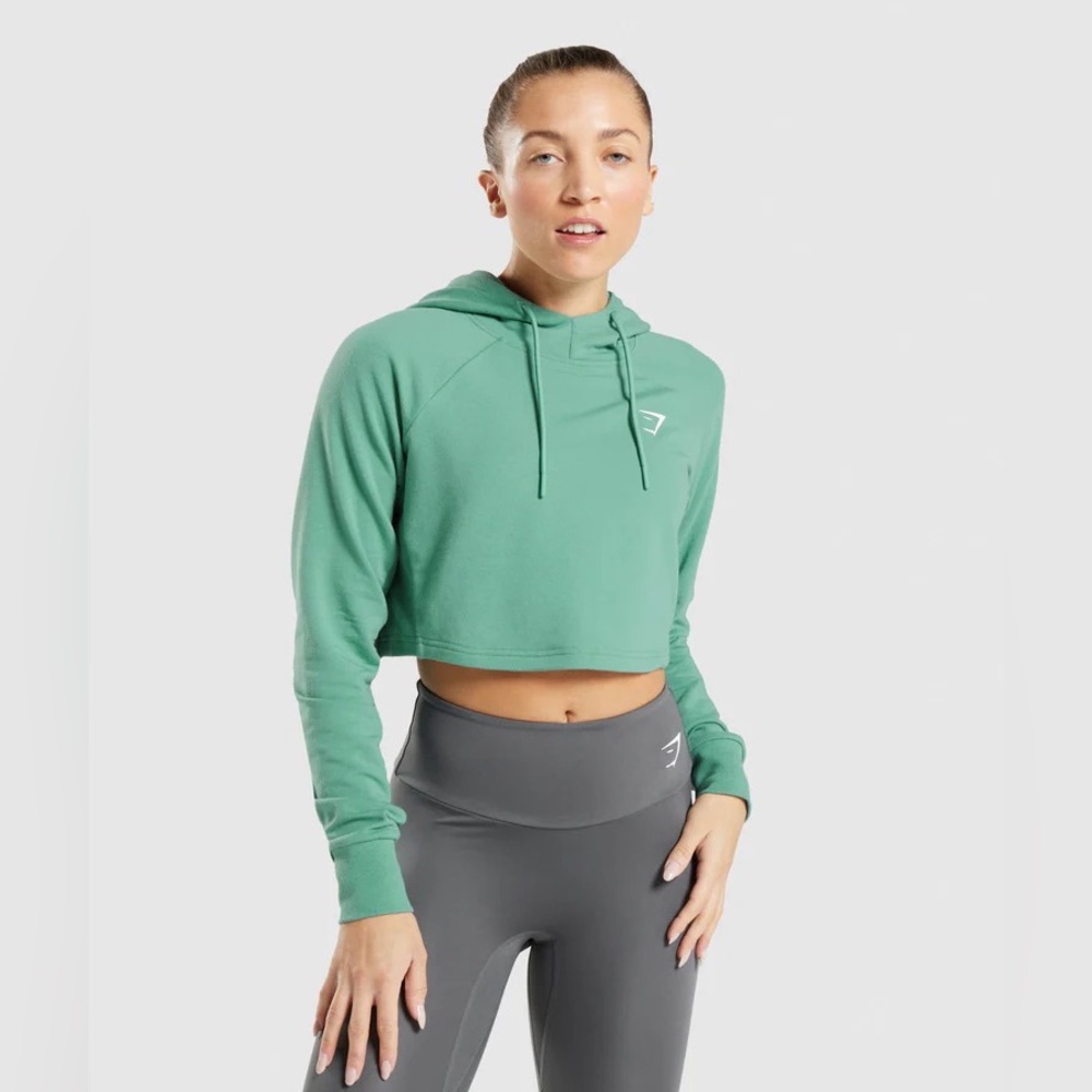 Gymshark Training Cropped Hoodie - Aqua Green - Size M